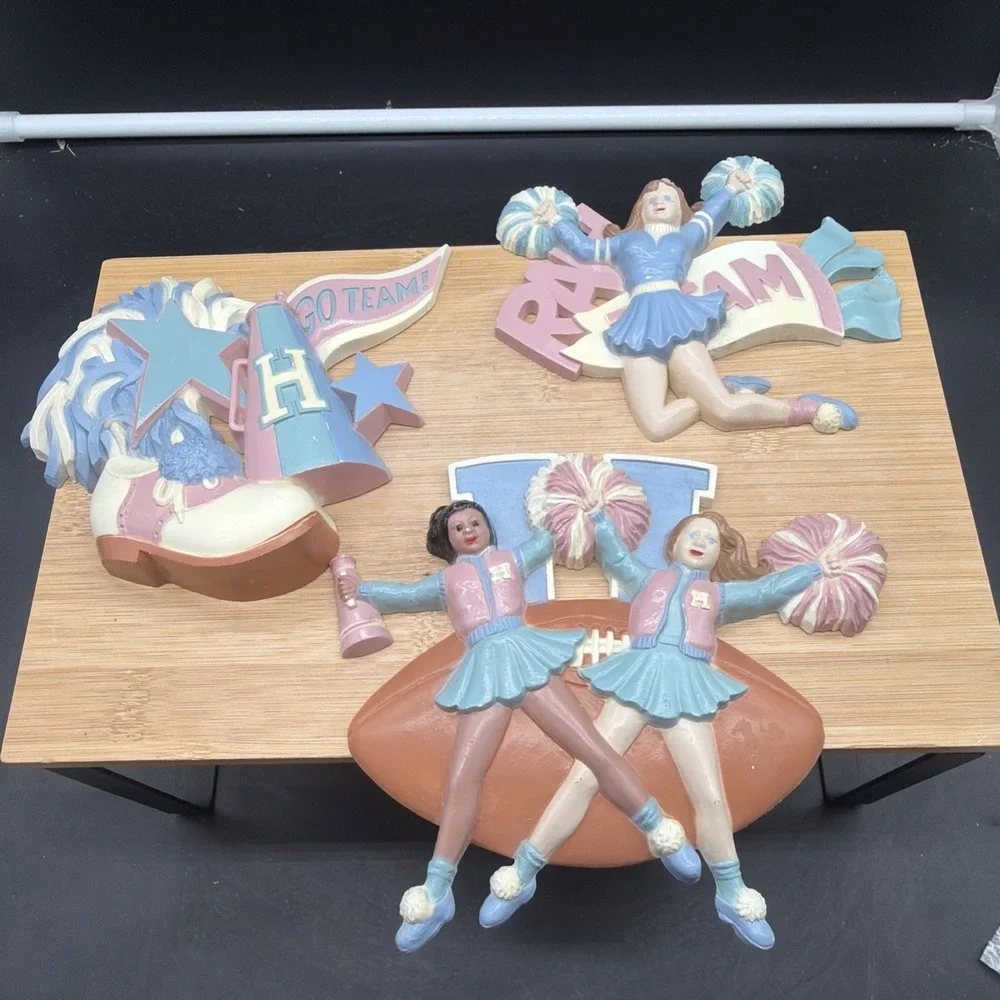 3 VTG Burwood Home Interior Cheerleader Wall Plaques Teen Kid Home Decor Cottage